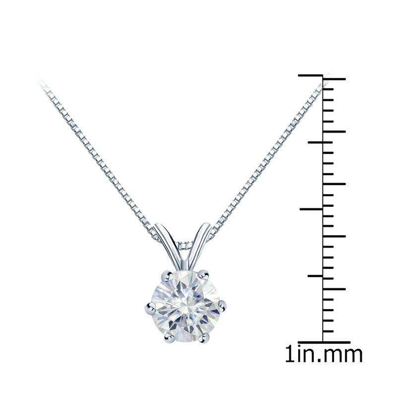 Auriya Round Solitaire Moissanite Necklace 1ctw 6-prong Basket 18k Gold - 6.5 mm - 6.5 mm