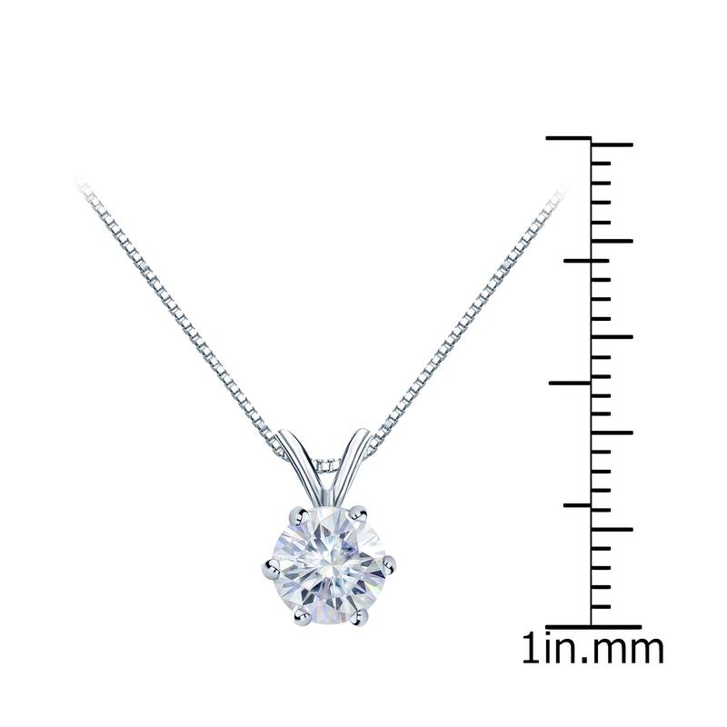 Auriya 3/4ctw Round Solitaire Moissanite Necklace Platinum - 5.9 mm - 5.9 mm