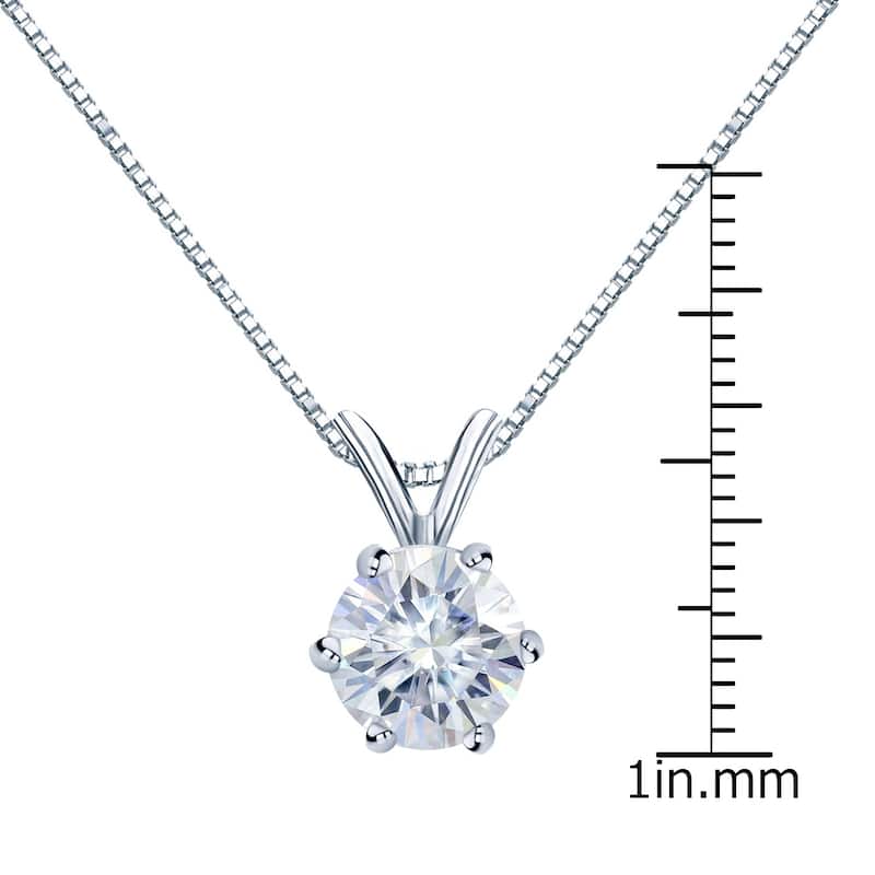 Auriya 2 1/2ctw Round Solitaire Moissanite Necklace 18k Gold - 8.8 mm