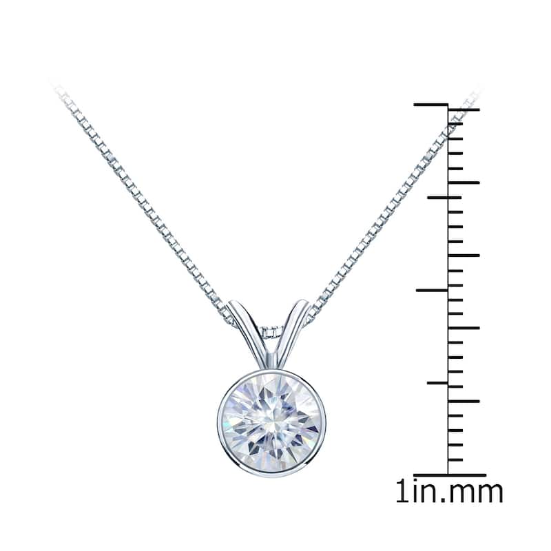 Auriya 1 1/4ctw Bezel-set Round Moissanite Necklace 18k Gold - 7 mm - 7 mm