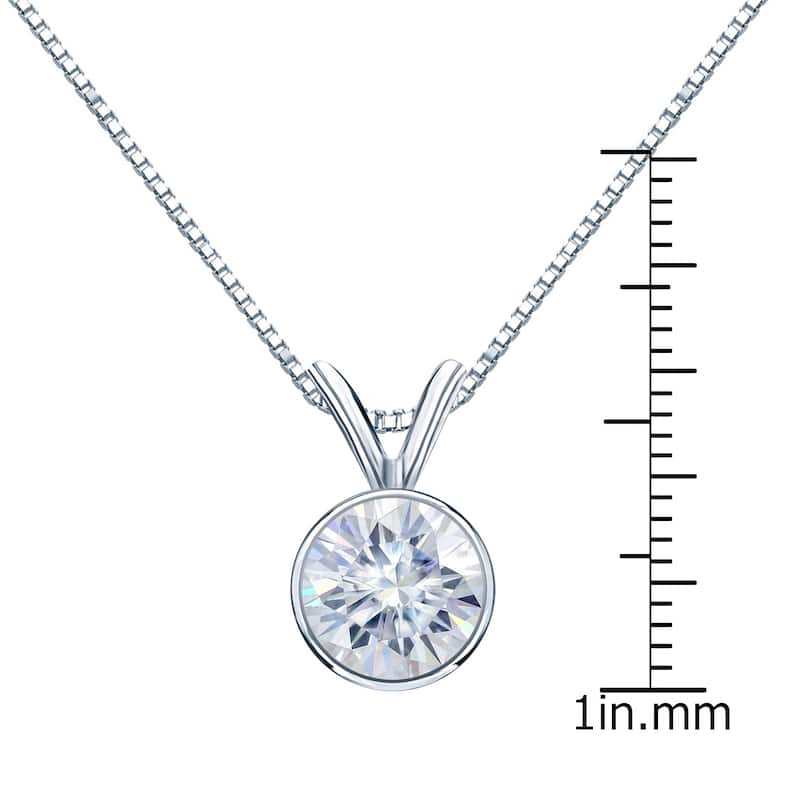 Auriya 3ctw Bezel-set Round Moissanite Necklace 18k Gold - 9.3 mm