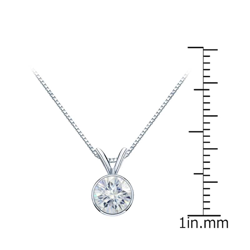 Auriya 14k Gold 3/4ct TW Round Bezel-set Moissanite Necklace Solitaire - 5.9 mm - 5.9 mm