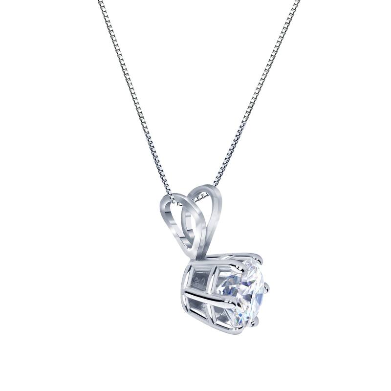 Auriya 18k Gold 1 3/4ctw Round Solitaire Moissanite Necklace 6-prong Basket - 7.8 mm