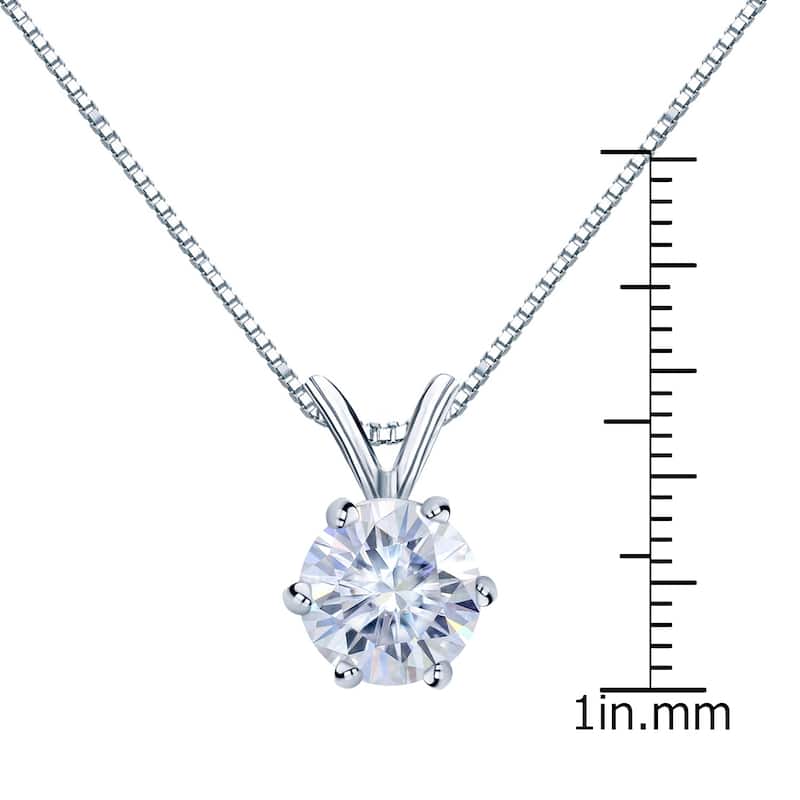 Auriya 14k Gold 2 1/2ctw Round Solitaire Moissanite Necklace 6-prong Basket - 8.8 mm