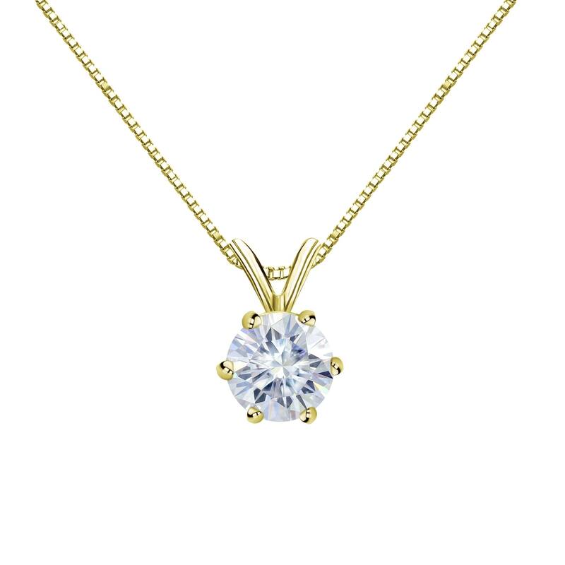 Auriya 1/2ctw Round Solitaire Moissanite Necklace 18k Gold - 5 mm - 5 mm