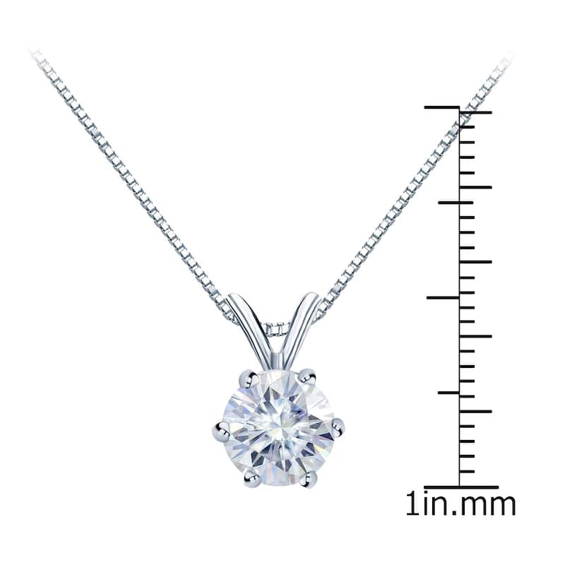 Auriya 1 1/2ctw Round Solitaire Moissanite Necklace Platinum - 7.4 mm - 7.4 mm