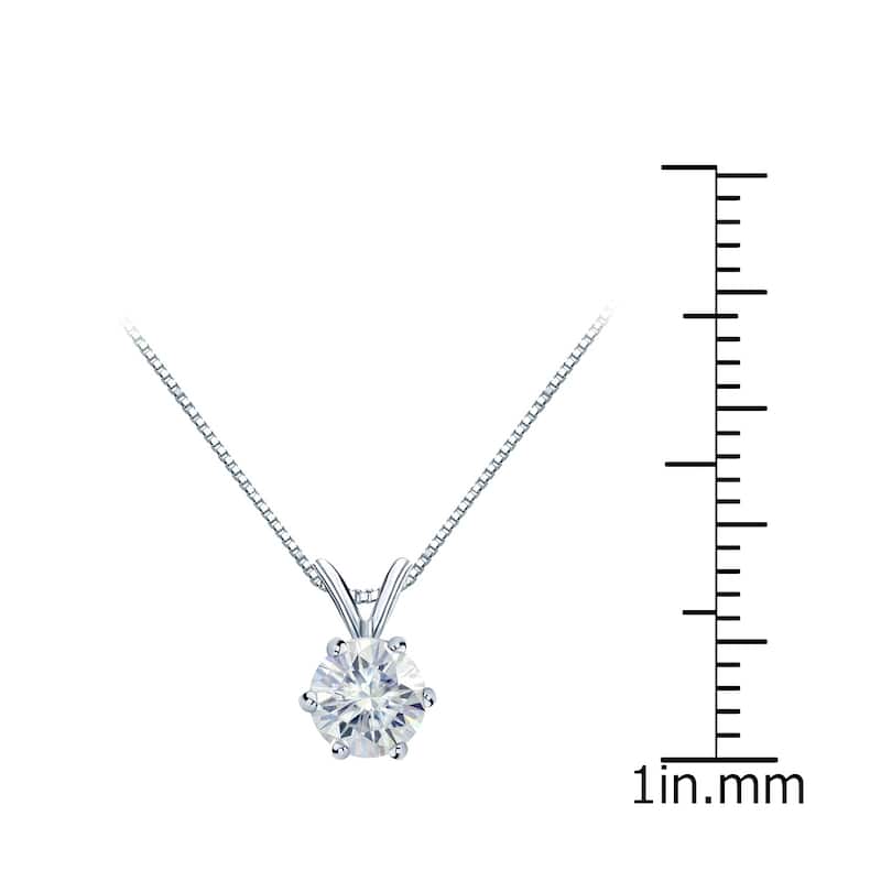 Auriya Round Solitaire Moissanite Necklace 1/2ctw 6-prong Basket Platinum - 5 mm - 5 mm