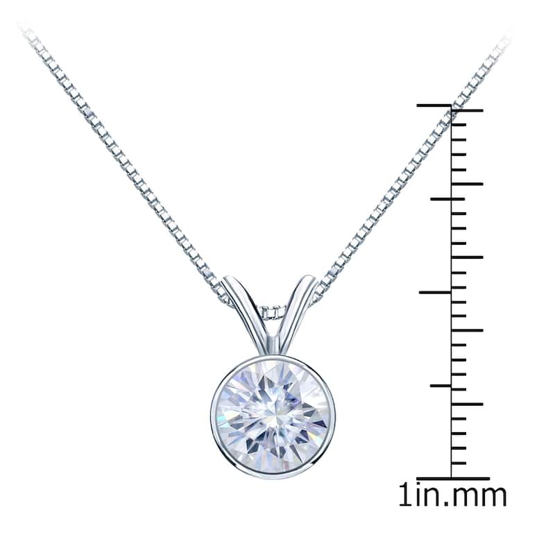 Auriya Platinum 1 3/4ctw Solitaire Moissanite Necklace Bezel-set - 7.8 mm