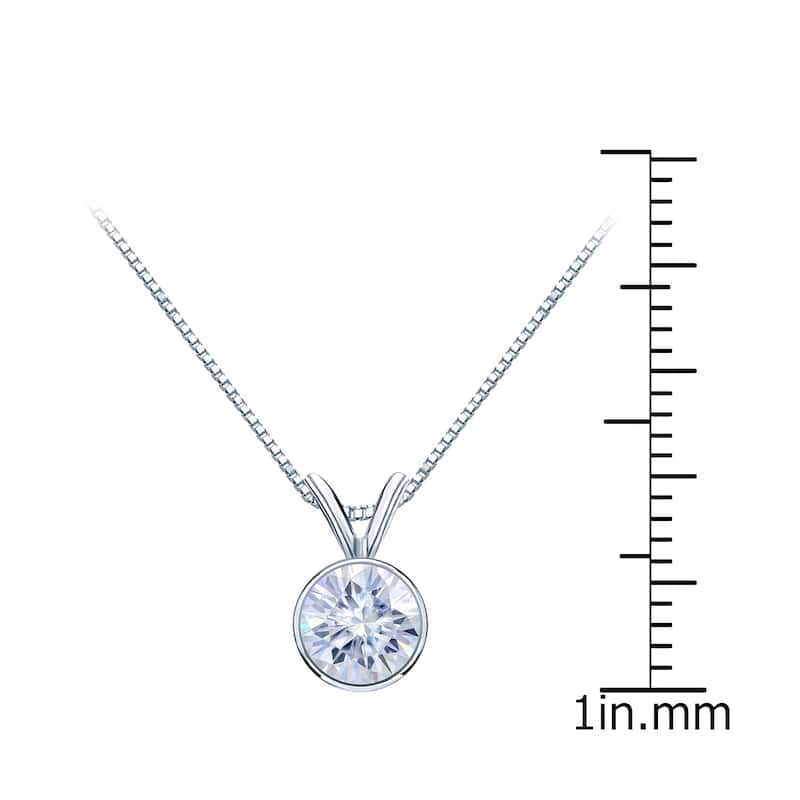 Auriya 14k Gold 3/4ctw Solitaire Moissanite Necklace Bezel-set - 5.9 mm - 5.9 mm