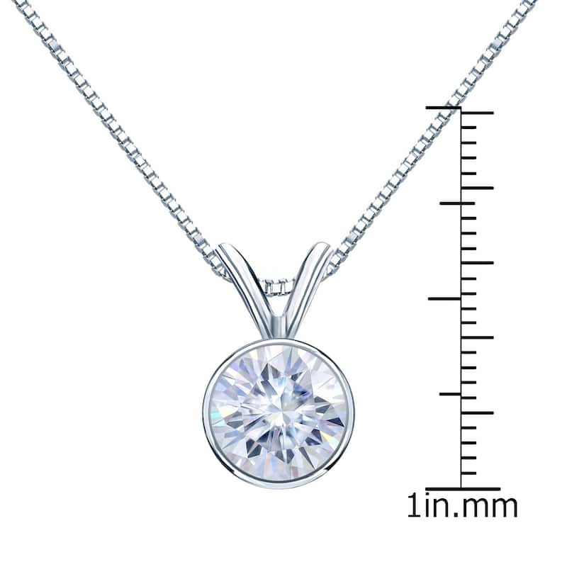 Auriya Platinum 3 1/2ctw Solitaire Moissanite Necklace Bezel-set - 9.8 mm