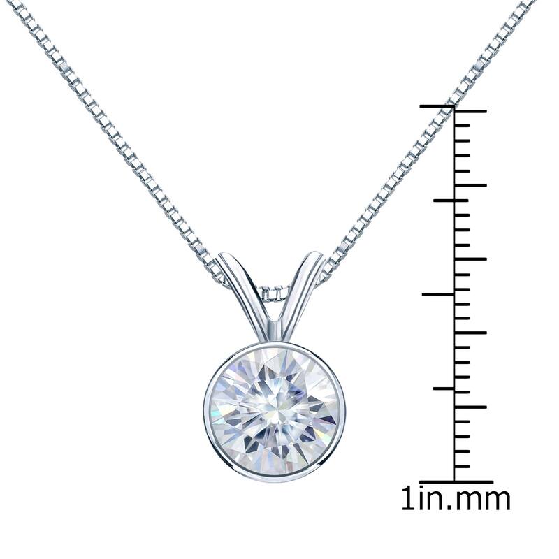 Auriya 3ctw Bezel-set Round Moissanite Necklace 14k Gold - 9.3 mm