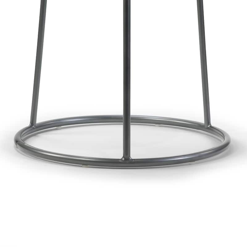 Amie Cappuccino Brown Faux Leather Backless Counter Stool with Gunmetal Grey Frame (Set of 2)