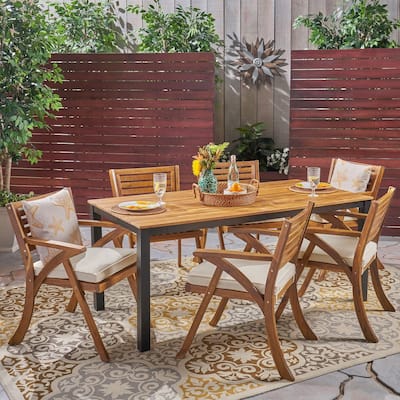 Concord Outdoor 7 Piece Acacia Wood Dining Set by Christopher Knight Home