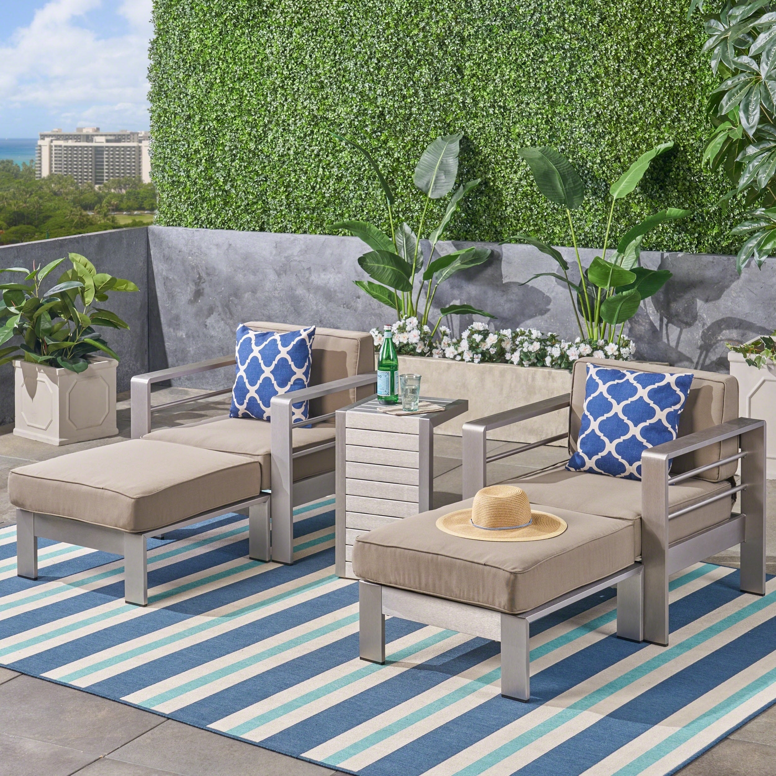 aluminum patio chairs with ottoman