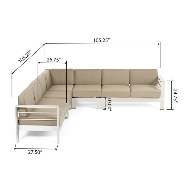 Shop Cape Coral Outdoor 7 Seater Aluminum Sectional Sofa Set Shop Cape Coral Outdoor 7 Seater Aluminum Sectional Sofa Set