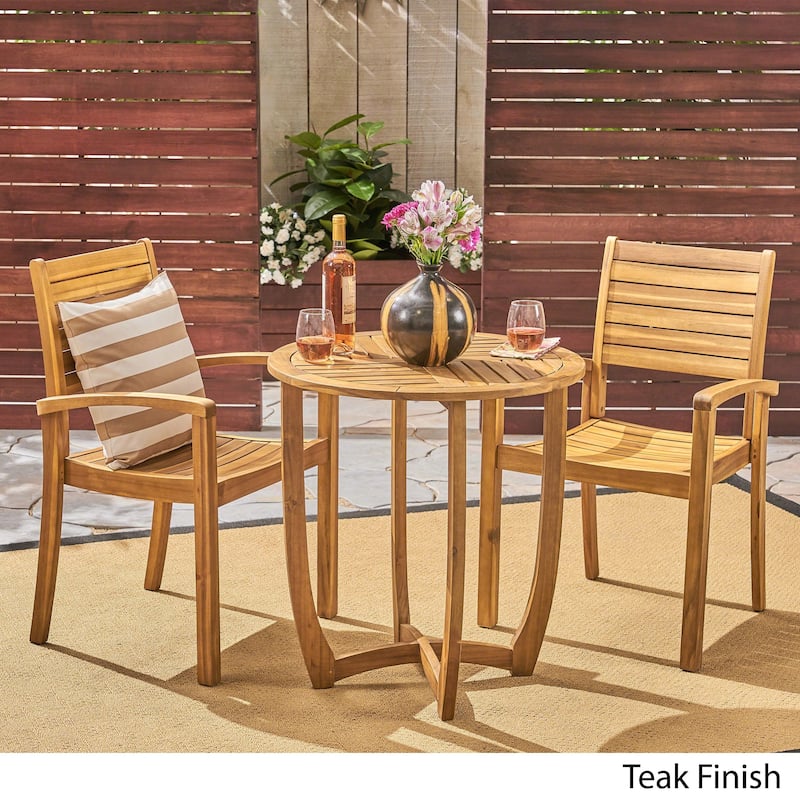 Waverley Outdoor 2-Seater Acacia Wood Bistro Set by Christopher Knight Home