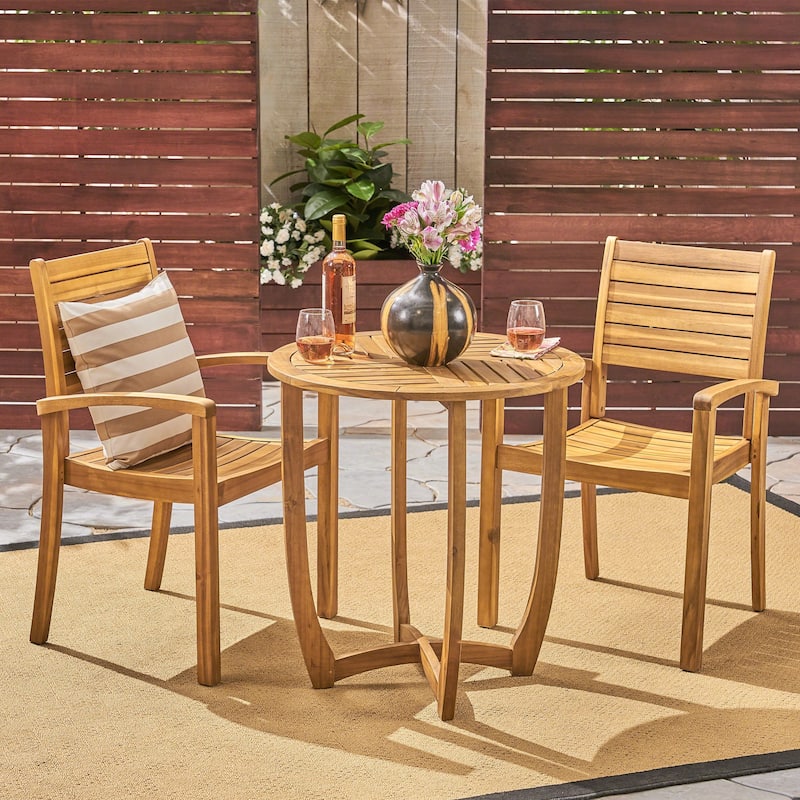 Waverley Outdoor 2-Seater Acacia Wood Bistro Set by Christopher Knight Home - Natural