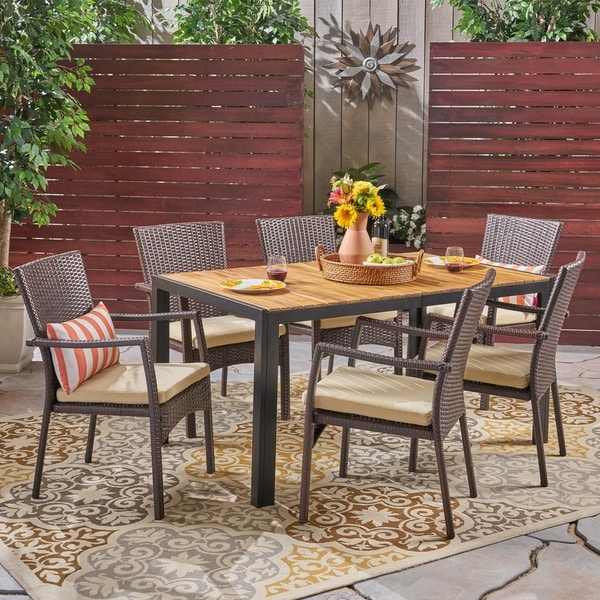 wood 6 seater garden dining set