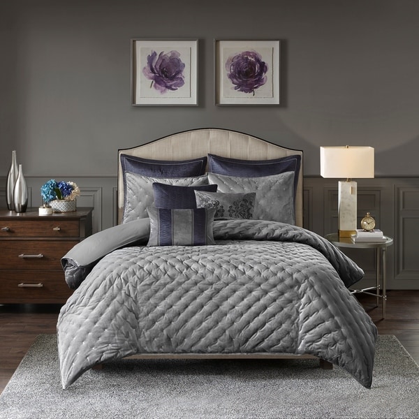 Madison Park Signature Sophisticate Grey Velvet Comforter Set