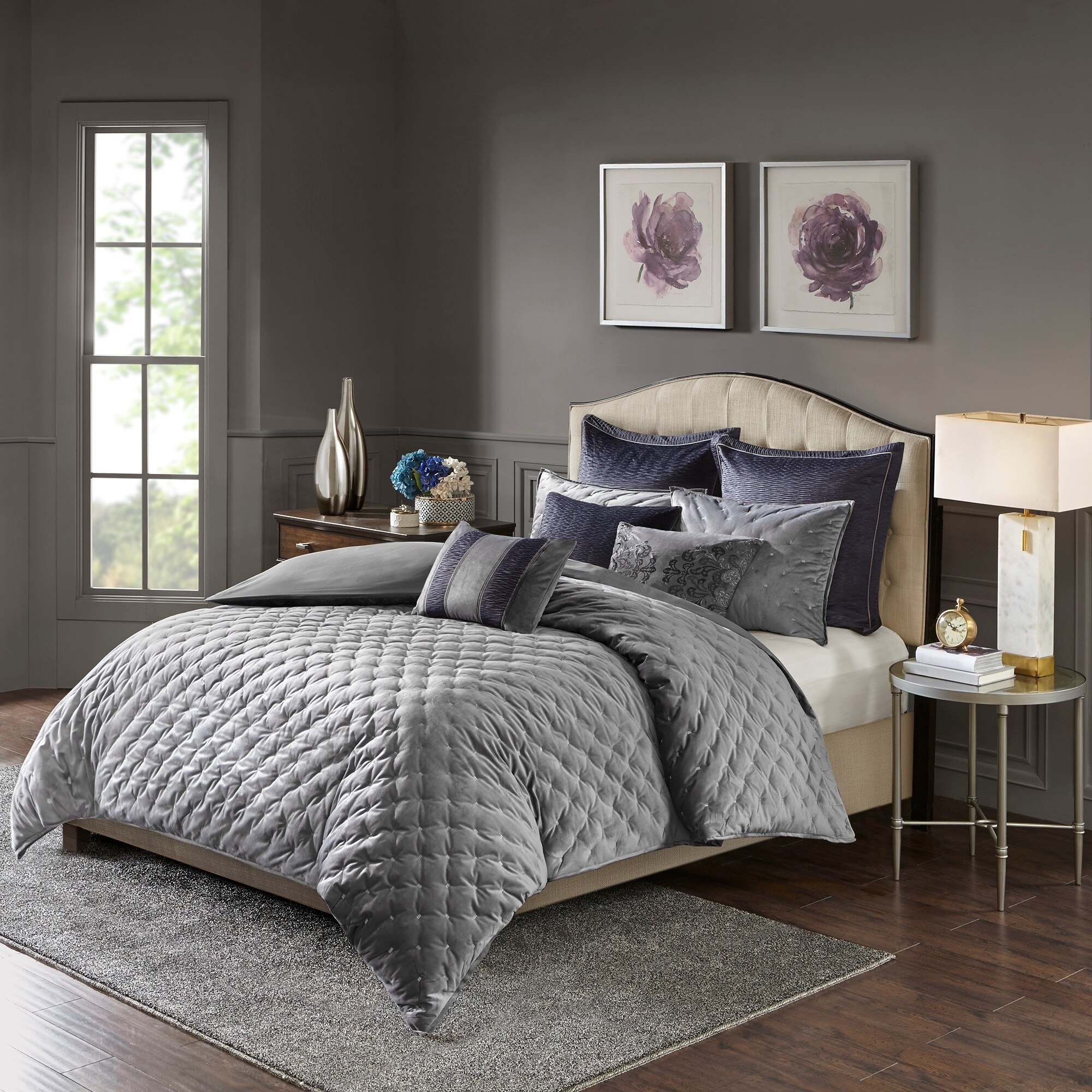 Shop Madison Park Signature Sophisticate Grey Velvet Comforter Set