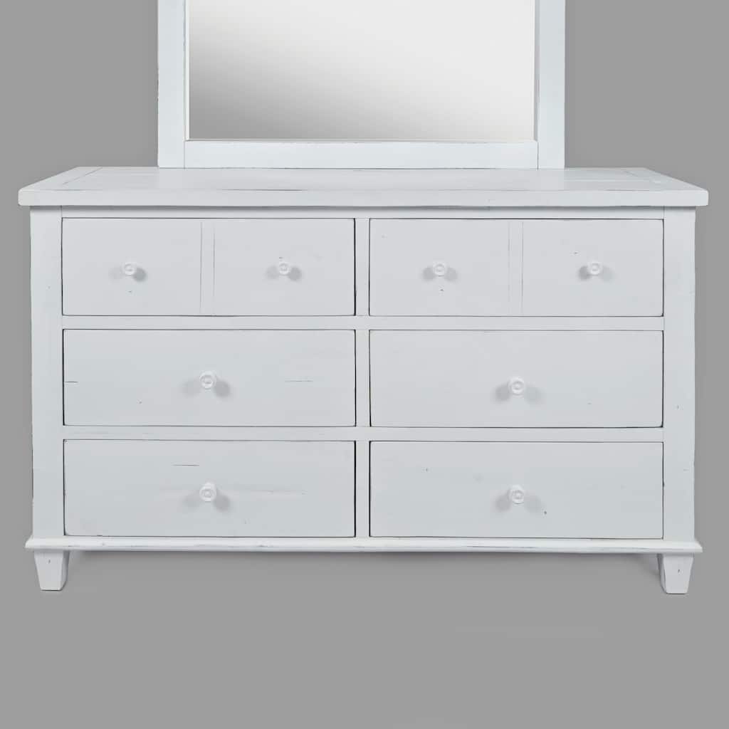 Traditional Style Wooden Dresser with Six Drawers, White