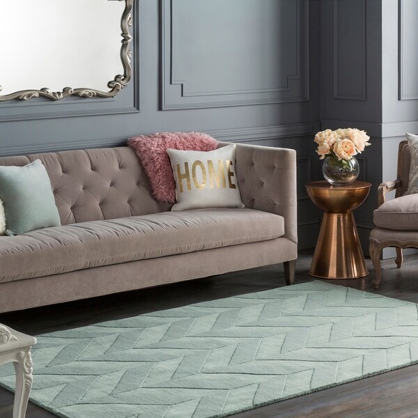 Hand-Woven Ann Tone-on-Tone Zig-zag Wool Rug - 9' x 12'