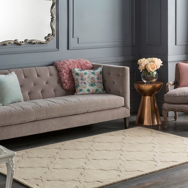 Hand-Woven Amy Tone-on-Tone Lattice Wool Area Rug - 10' x 14'