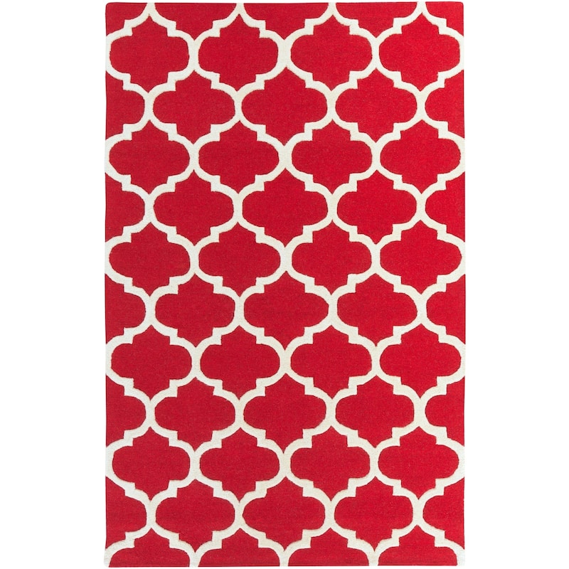 Hand-Tufted Till Moroccan Trellis Wool Rug - 9' x 13' - 9' x 13' - Red