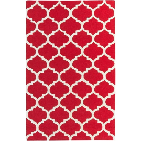 slide 2 of 8, Hand-Tufted Till Moroccan Trellis Wool Rug - 9' x 13' 9' x 13' - Red