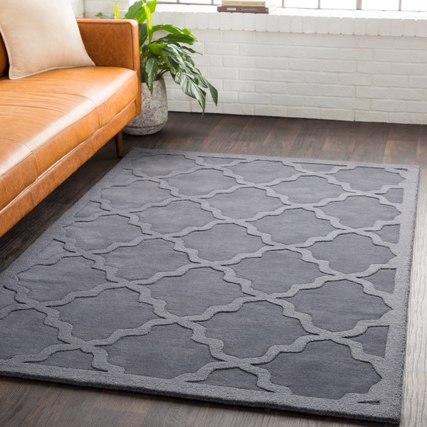 Hand-Woven Amy Tone-on-Tone Lattice Wool Area Rug - 10' x 14'