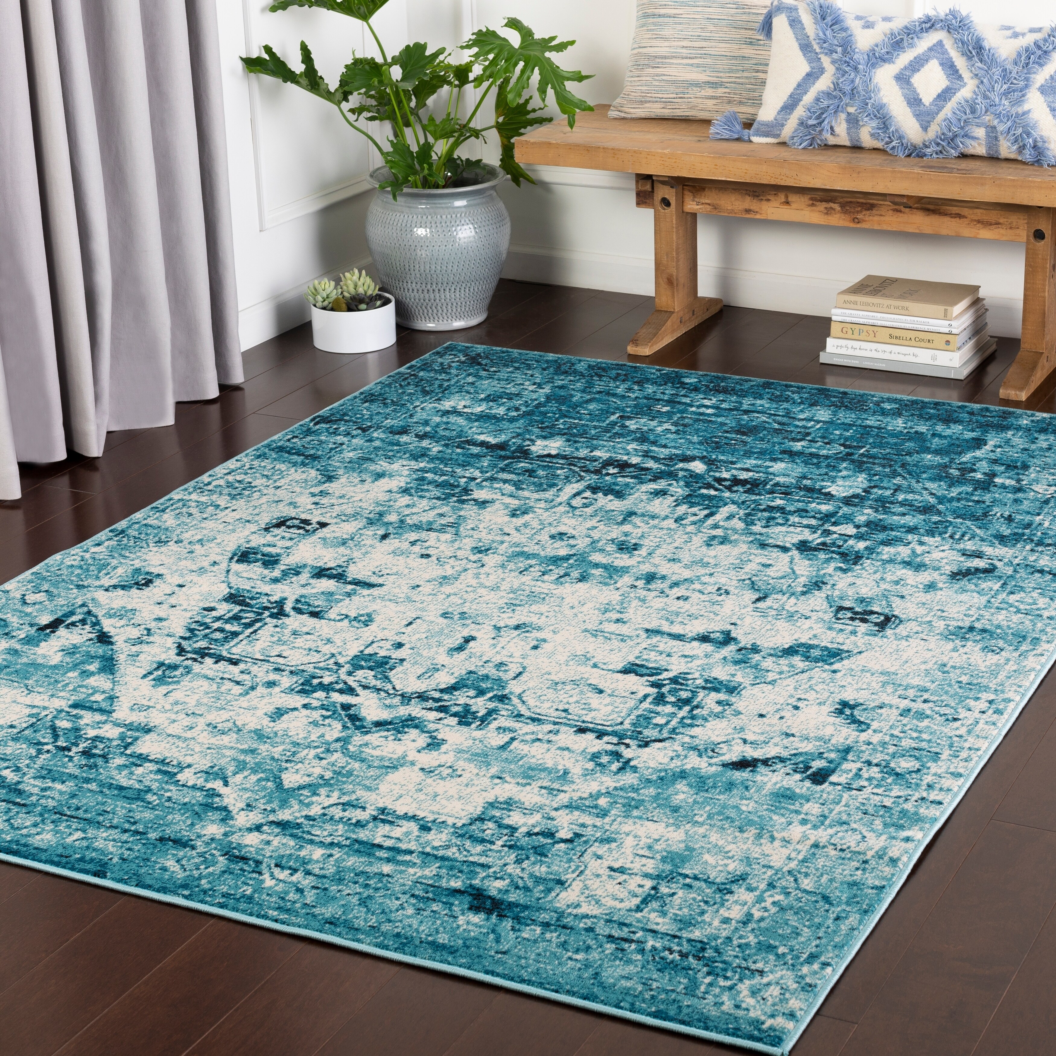 Maude Aqua Funky Medallion Area Rug 7 10 X 3 On Maude Aqua Funky Medallion Area Rug