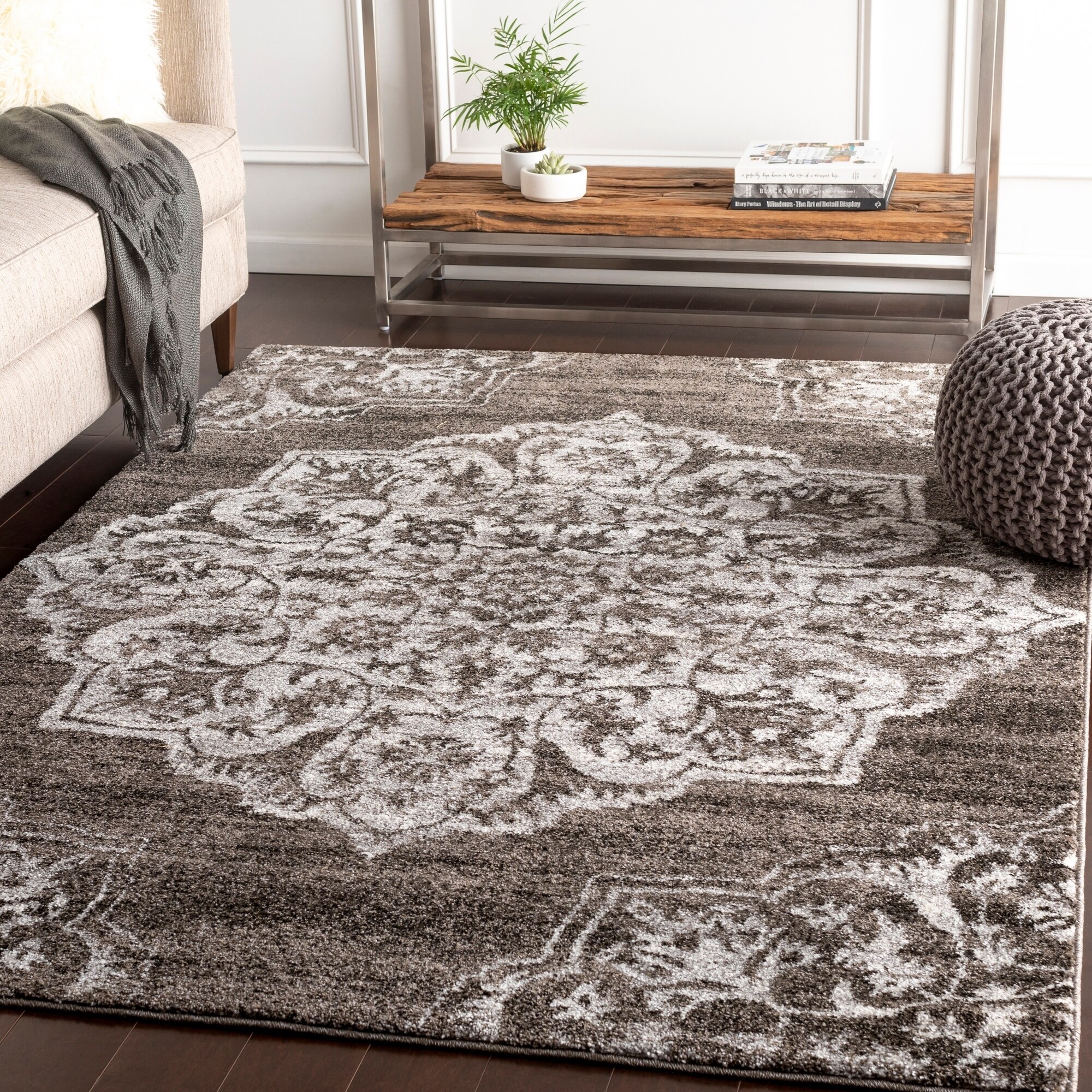 Faron Brown Large Medallion Plush Area Rug 7 10 X Large Medallion Plush Area Rug