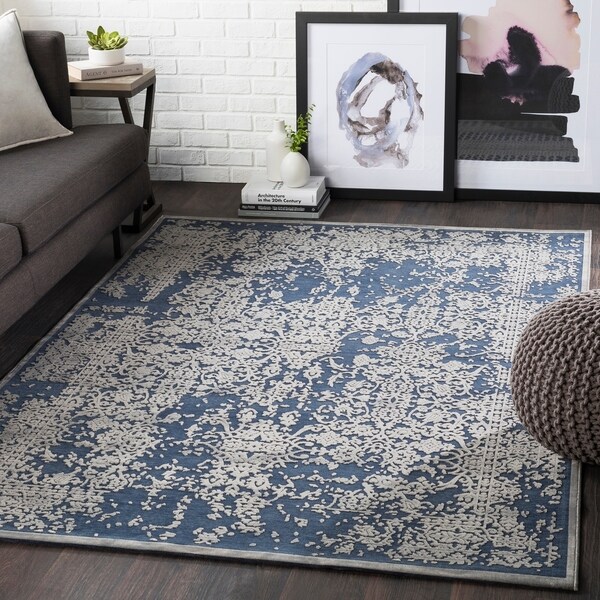 Emet Navy Chenille Vintage Area Rug - 9' x 12'