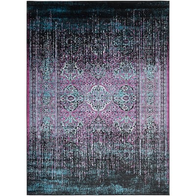 Thamina Deep Purple Psychedelic Kazak Accent Rug - 2' x 3'