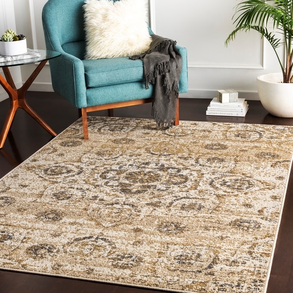 Tabita Tan Delicate Medallion Accent Rug - 2' x 3'