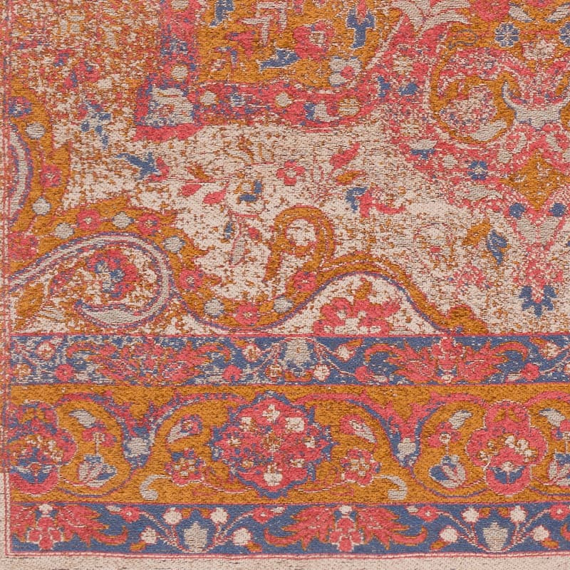Capricia Orange Handmade Chenille Medallion Accent Rug - 2' x 3'
