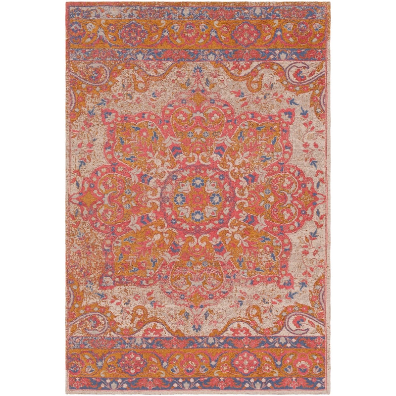 Capricia Orange Handmade Chenille Medallion Accent Rug - 2' x 3'