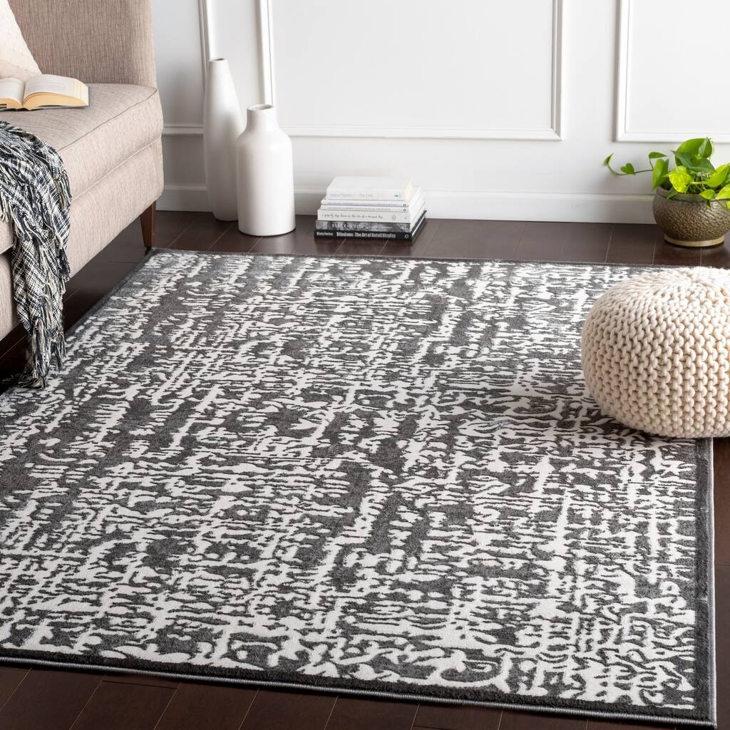 Adanna Grey Modern Abstract Accent Rug - 2' x 3'