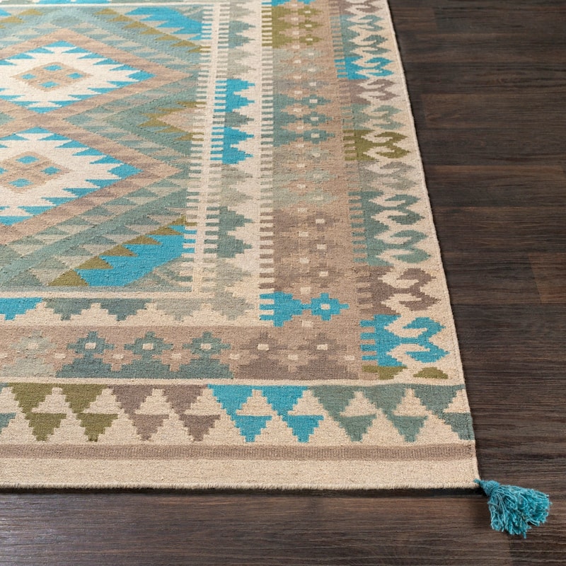 Porch & Den Macorey Sage Boho Handmade Wool Accent Rug - 2' x 3'