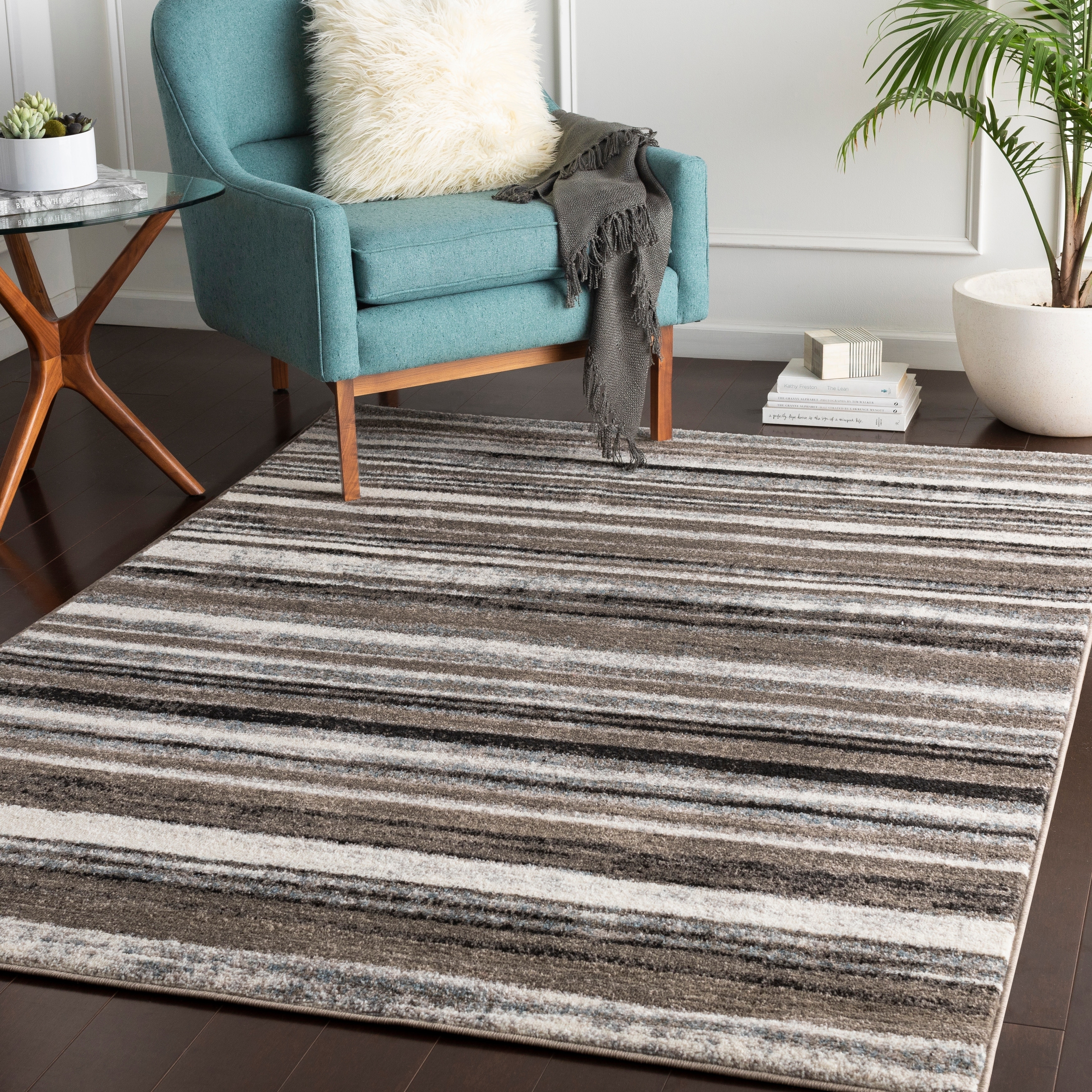 Elpidio Grey Modern Stripes Accent Rug 2 X 3 On Elpidio Grey Modern Stripes Accent Rug