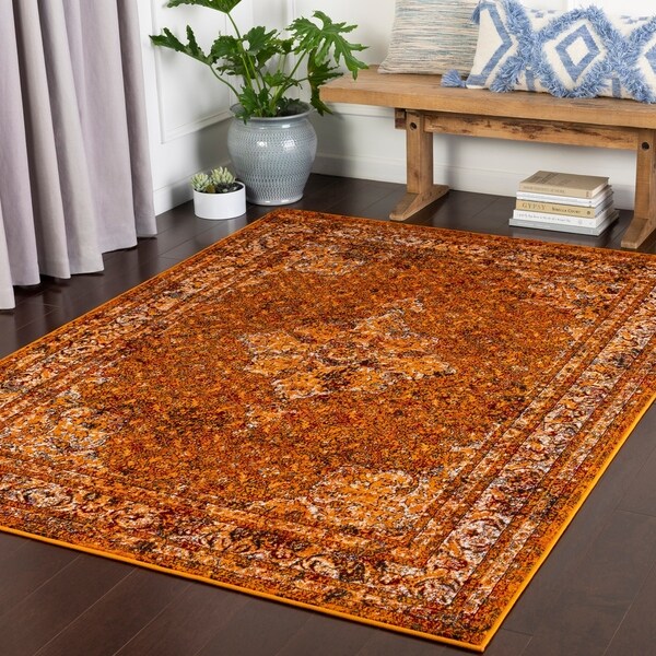 Marcial Saffron Vibrant Vintage Accent Rug - 2' x 3'