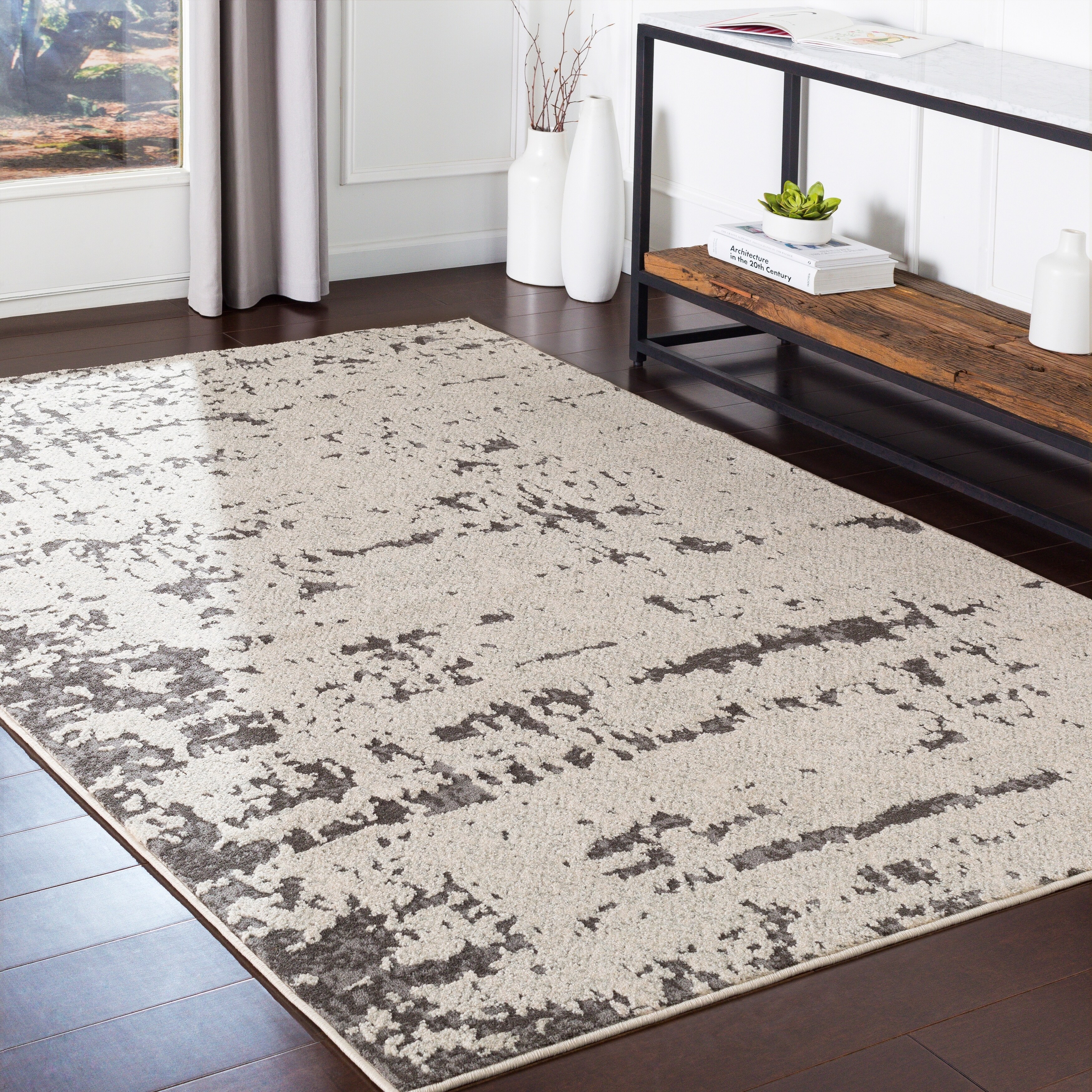 Aeson Grey Modern Accent Rug 2 X 3 On Aeson Grey Modern Accent Rug 2