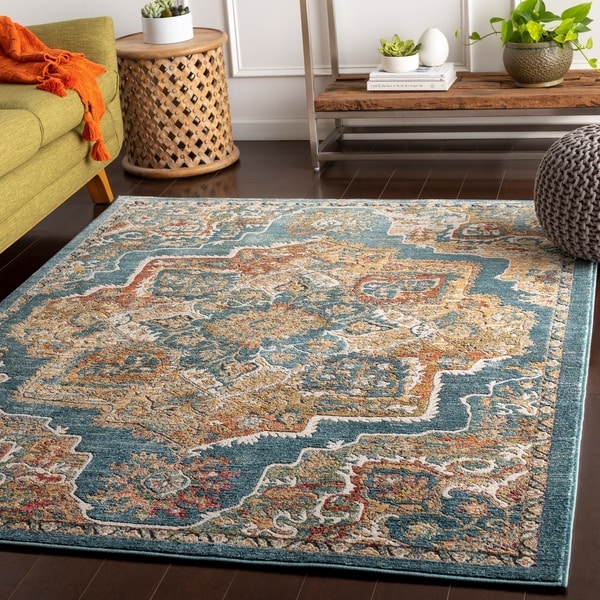 Fritz Blue Vibrant Traditional Accent Rug - 2' x 3'