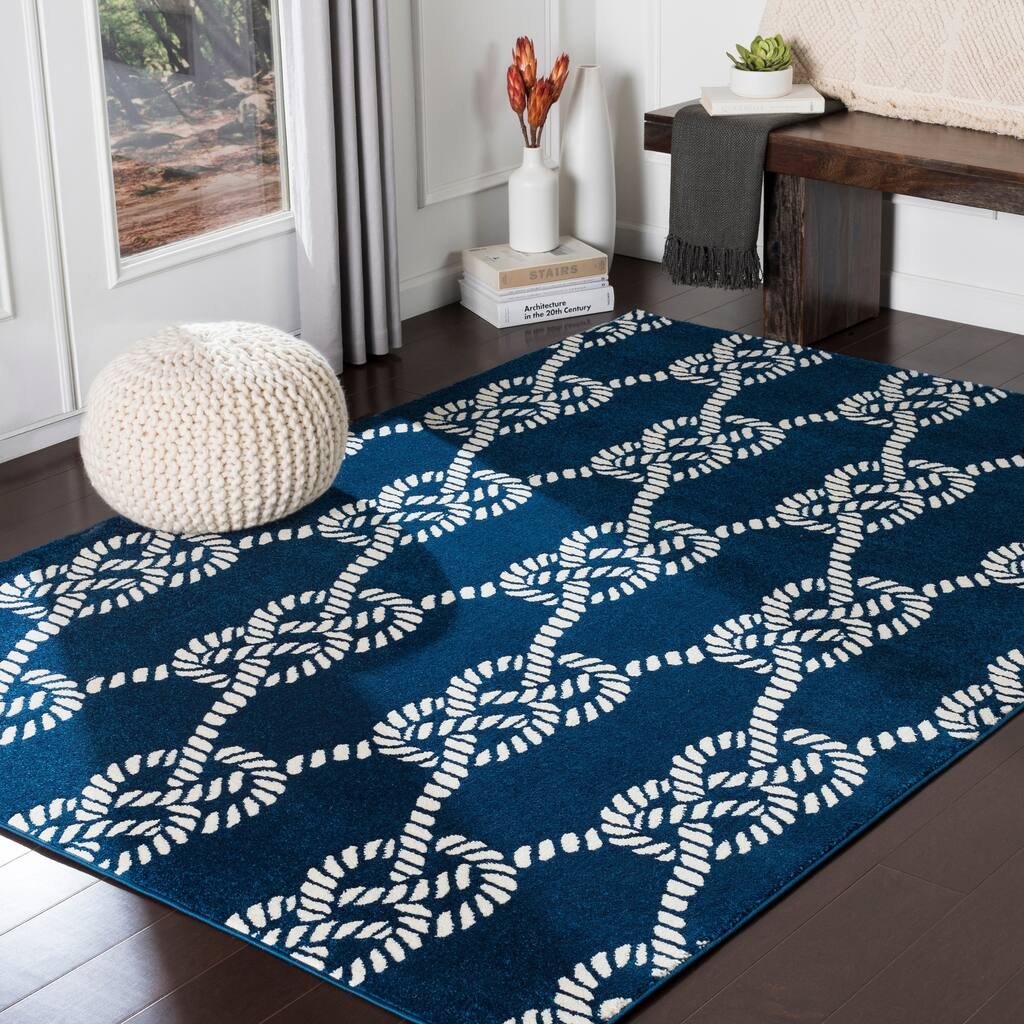 Jessamine Navy Nautical Rope Area Rug - 7'10" x 10'3"