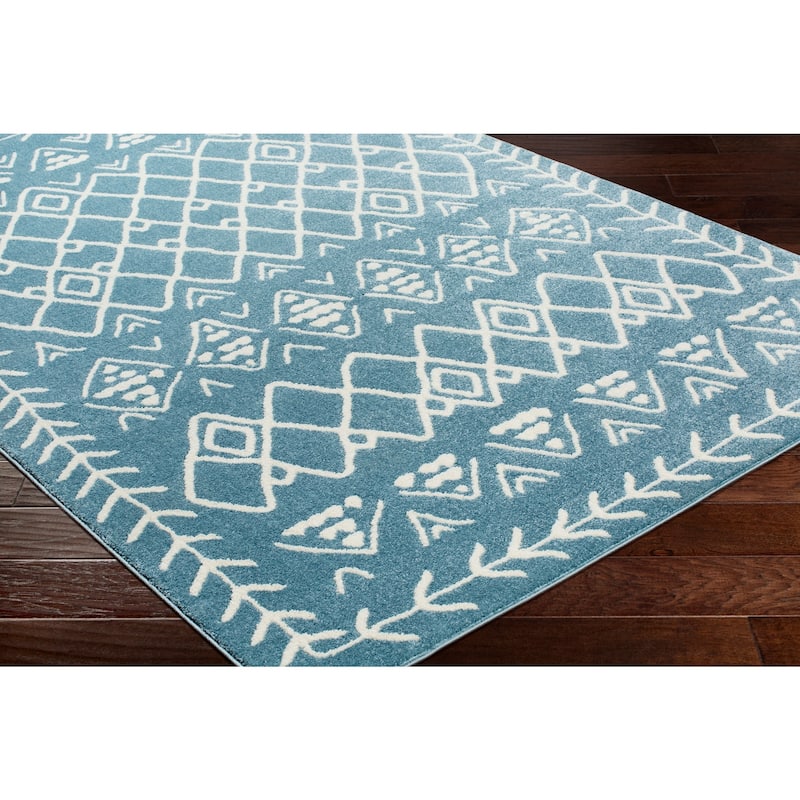 Xia Blue Bohemian Nomad Area Rug - 8'10" x 12'6"