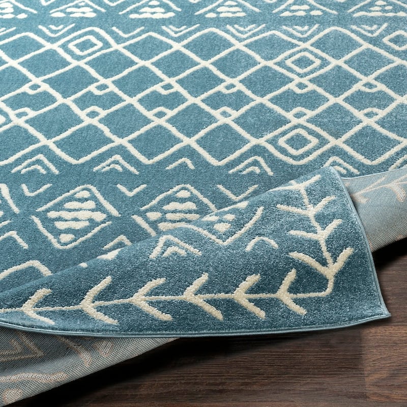 Xia Blue Bohemian Nomad Area Rug - 8'10" x 12'6"