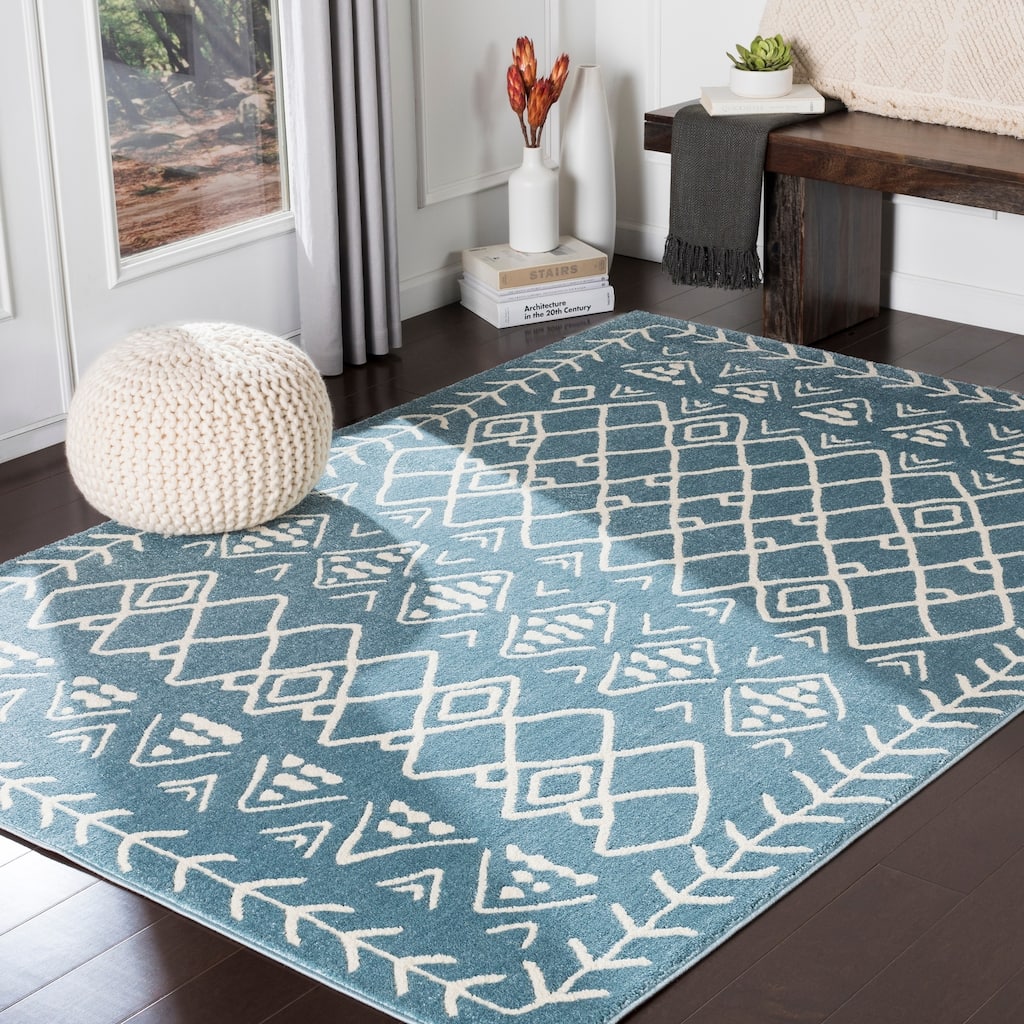 Xia Blue Bohemian Nomad Area Rug - 8'10" x 12'6"