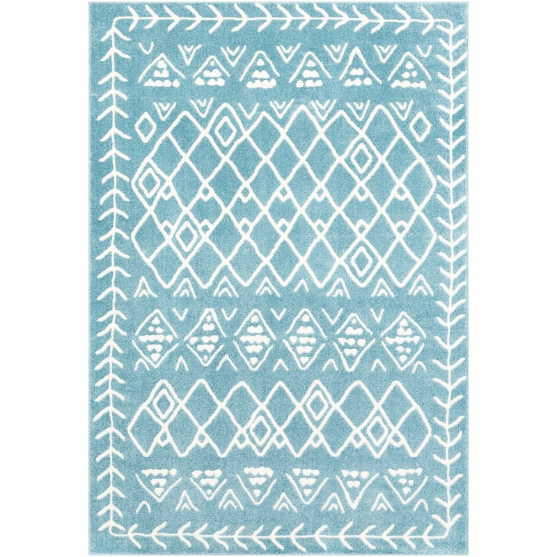 Xia Blue Bohemian Nomad Area Rug - 8'10" x 12'6" - 8'10" x 12'6" - Denim