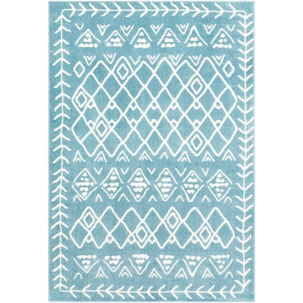 slide 2 of 8, Xia Blue Bohemian Nomad Area Rug - 8'10" x 12'6" 8'10" x 12'6" - Denim