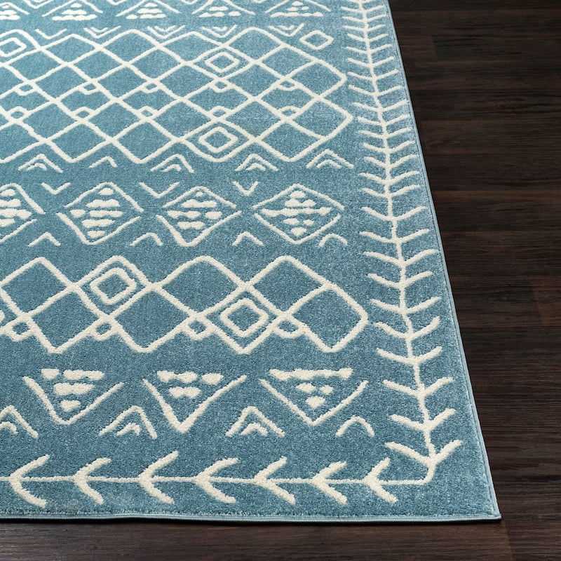 Xia Blue Bohemian Nomad Area Rug - 8'10" x 12'6"